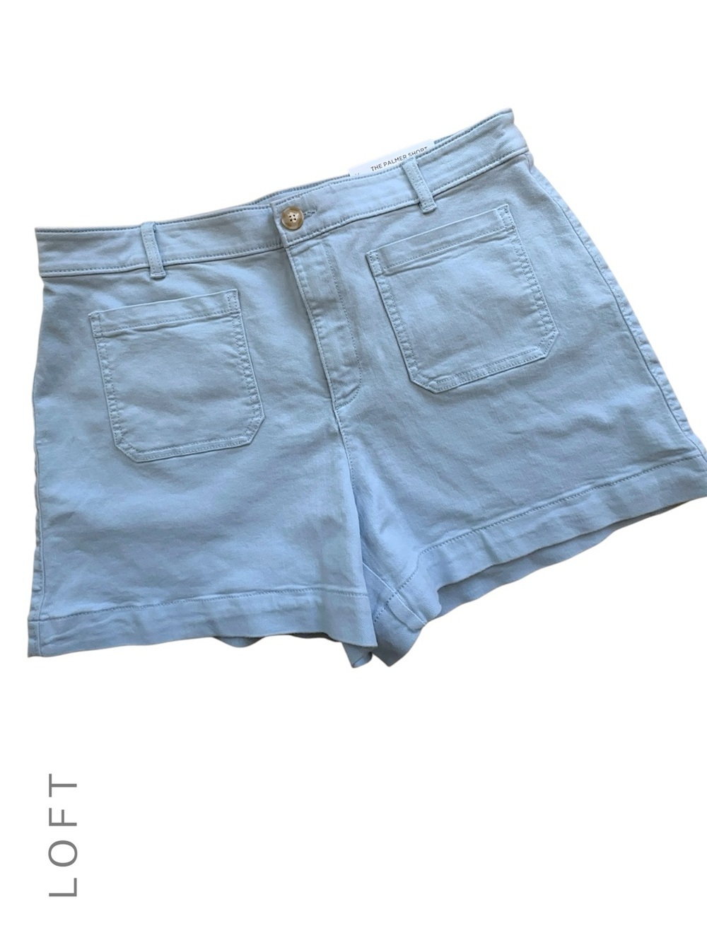 NWT LOFT PALMER SHORTS PALE BLUE COTTON TWILL POCKETS STRETCH | SIZE 14